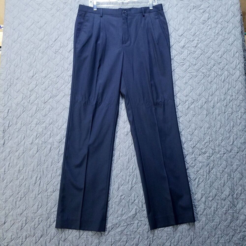 Blackberrys Dress Pants Mens 36x34 Black Flat Front Straight Relaxed Dark Wash